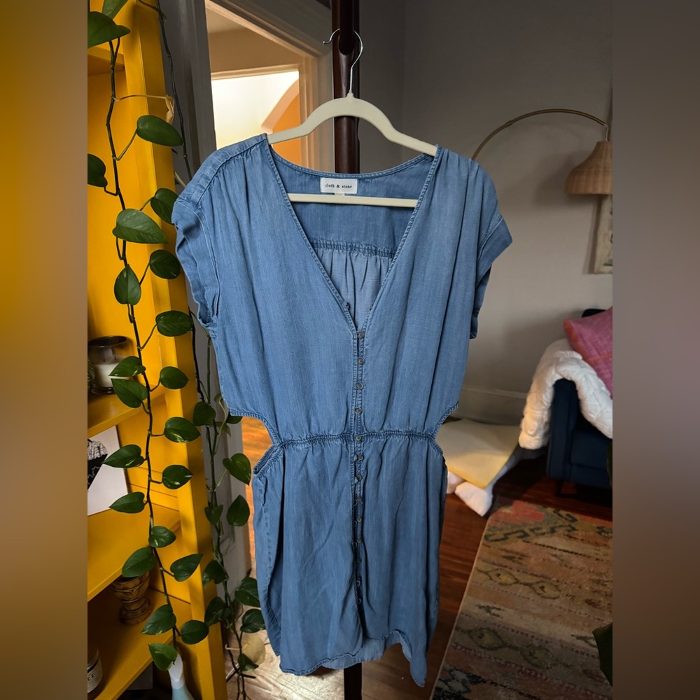 Anthropologie Cloth and Stone denim dress with side cut out